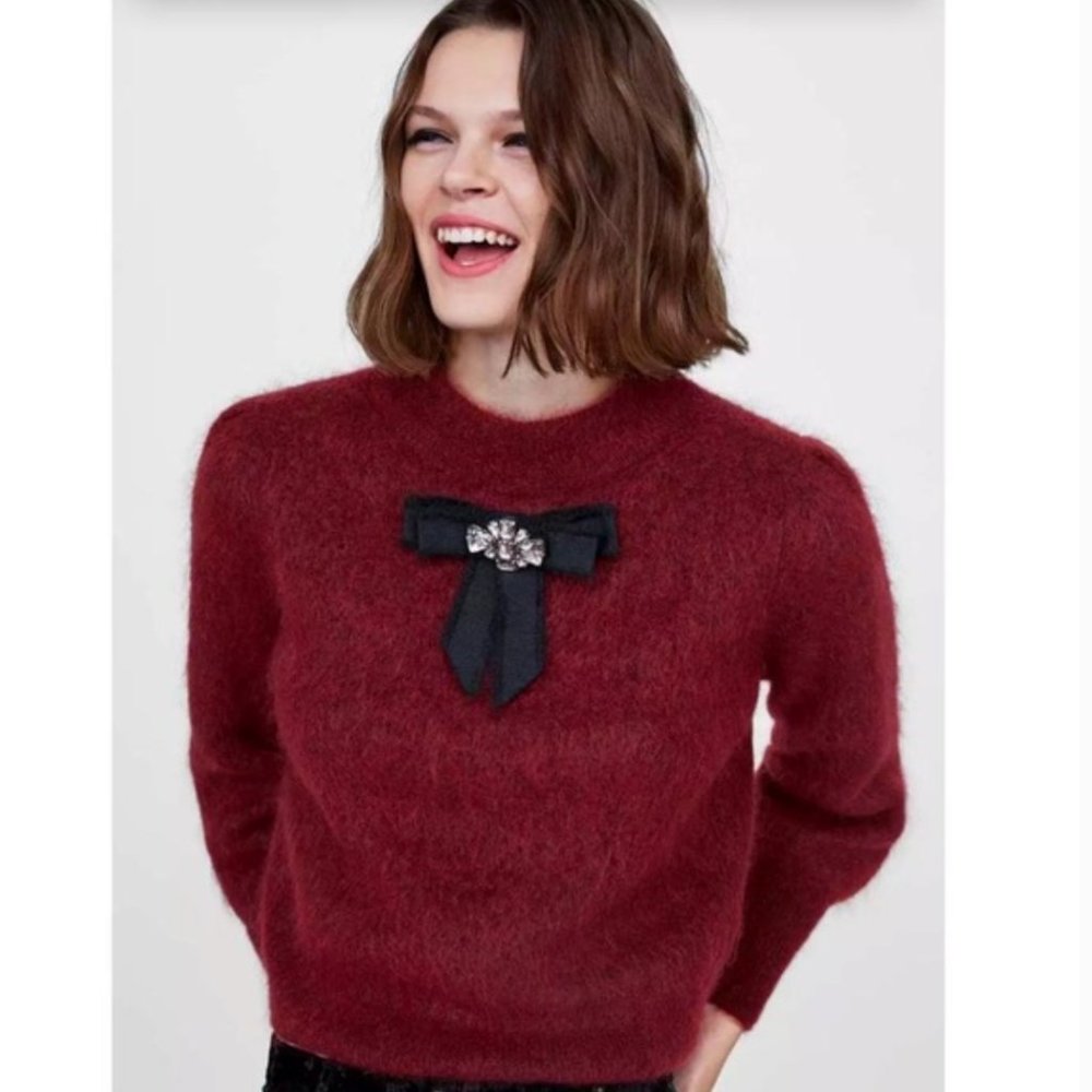 NWT ZARA SOFT FEEL SWEATER WITH BOW - RARE
